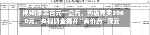 视频|集采百元一盒药	，药店竟卖3960元，央视调查揭开“高价药”疑云-第2张图片