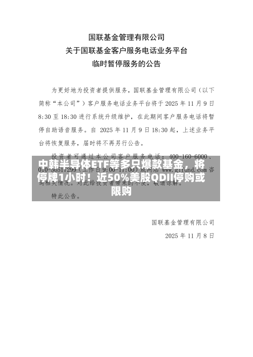 中韩半导体ETF等多只爆款基金，将停牌1小时！近50%美股QDII停购或限购-第2张图片