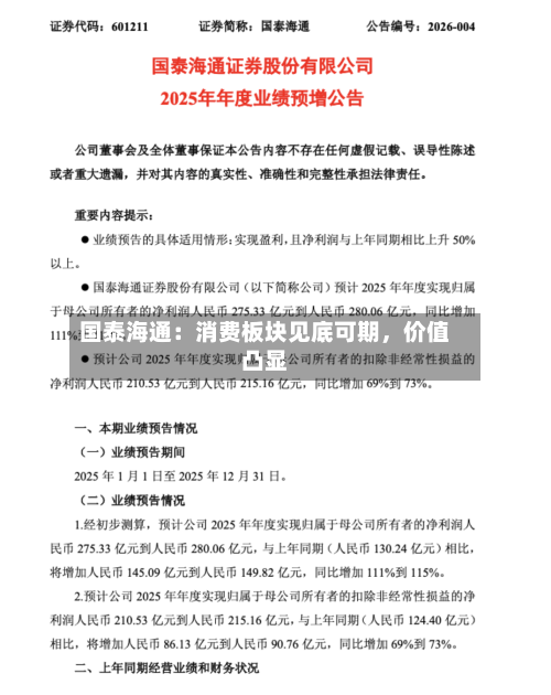 国泰海通：消费板块见底可期	，价值凸显-第2张图片