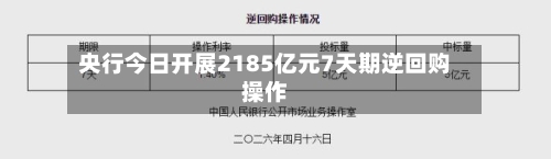 央行今日开展2185亿元7天期逆回购操作