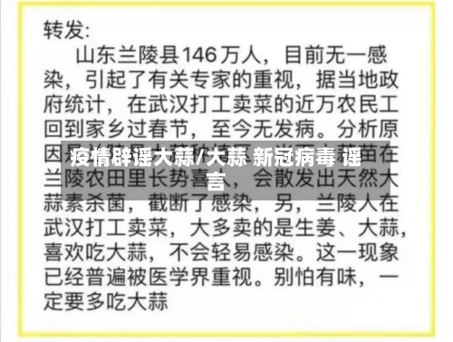 疫情辟谣大蒜/大蒜 新冠病毒 谣言