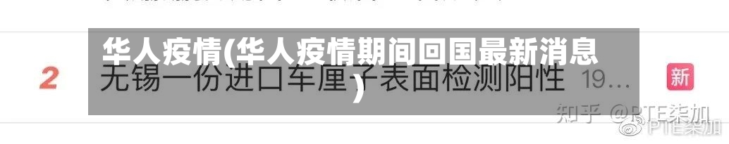 华人疫情(华人疫情期间回国最新消息)-第2张图片