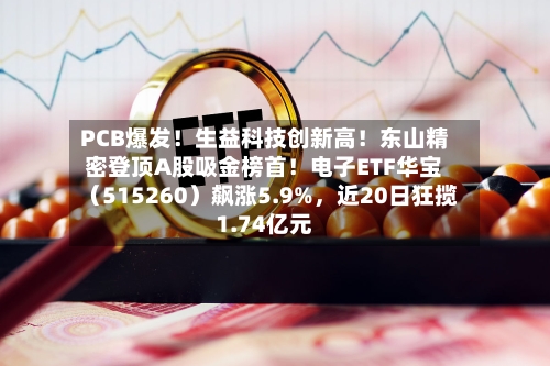 PCB爆发！生益科技创新高！东山精密登顶A股吸金榜首！电子ETF华宝（515260）飙涨5.9%，近20日狂揽1.74亿元
