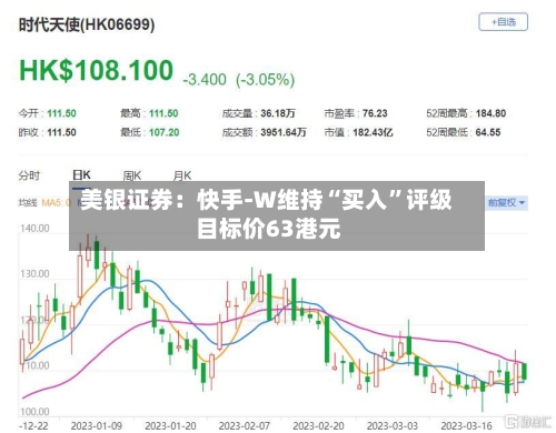 美银证券：快手-W维持“买入”评级 目标价63港元