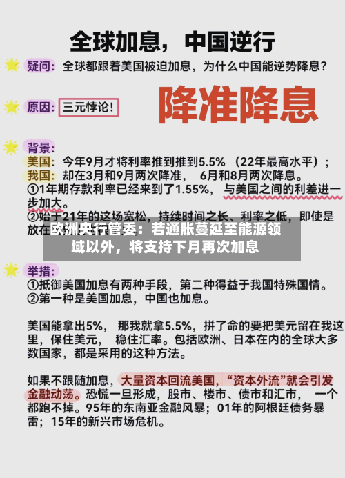 欧洲央行管委：若通胀蔓延至能源领域以外，将支持下月再次加息-第2张图片