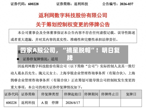 四家A股公司，“摘星脱帽”！明日复牌-第3张图片