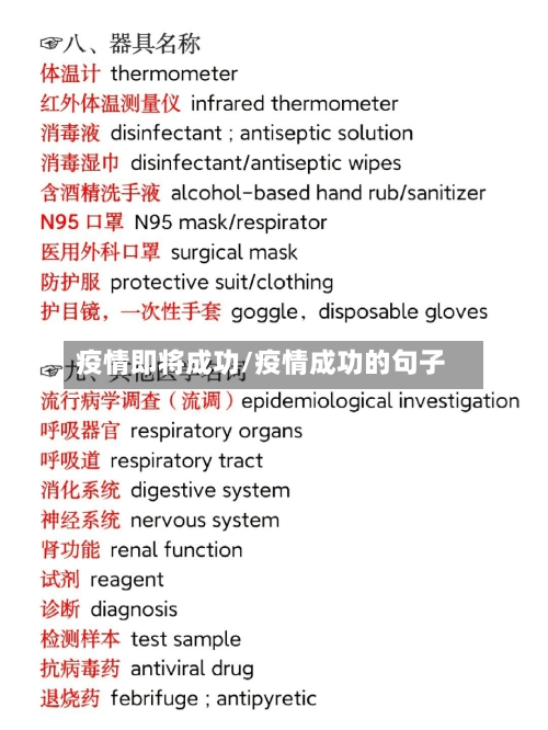 疫情即将成功/疫情成功的句子